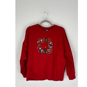 Designers Originals Ugly Christmas Sweatshirt Womens Size XL Red Angel Snowman
